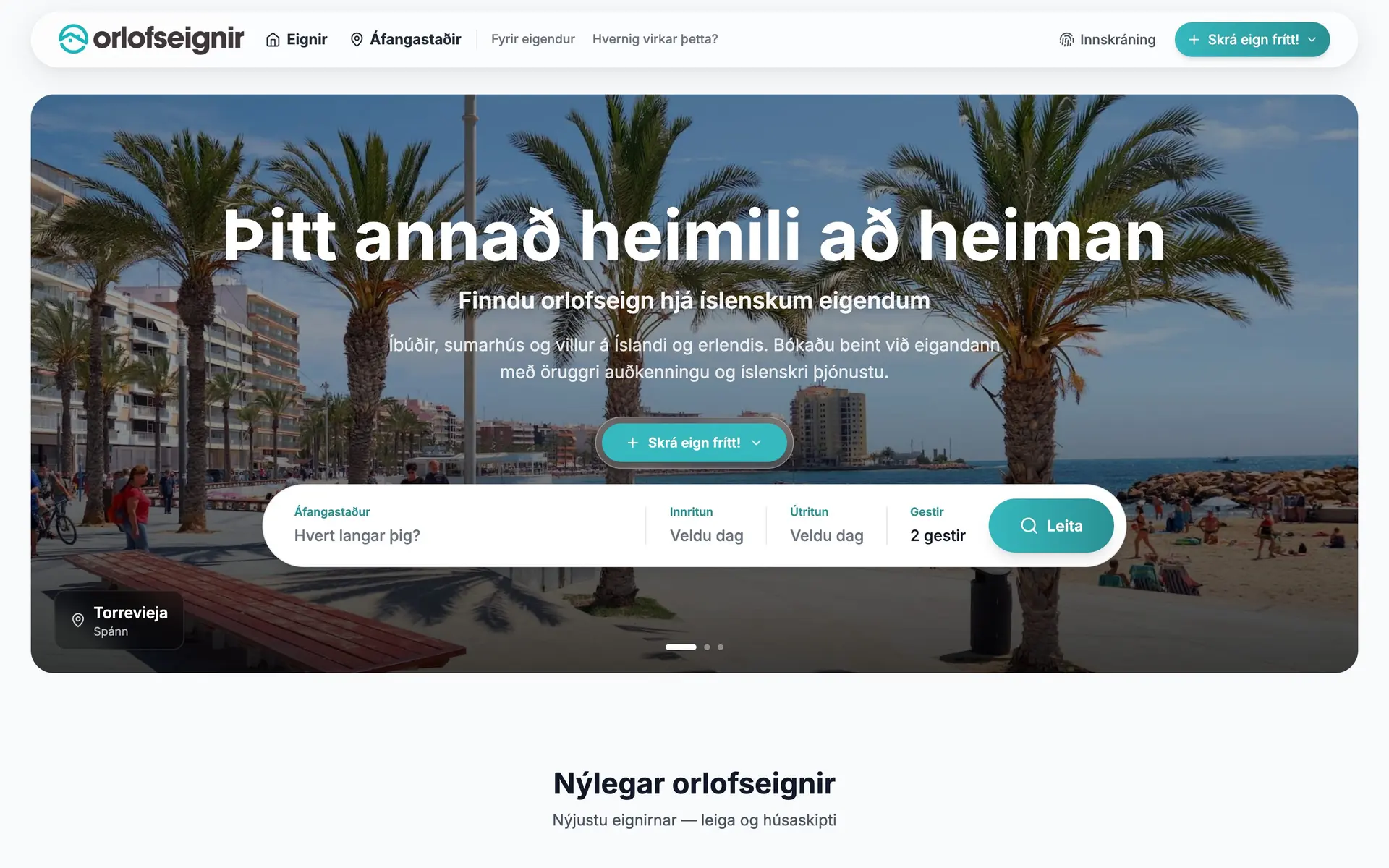 Vefur Orlofseignir í tölvu